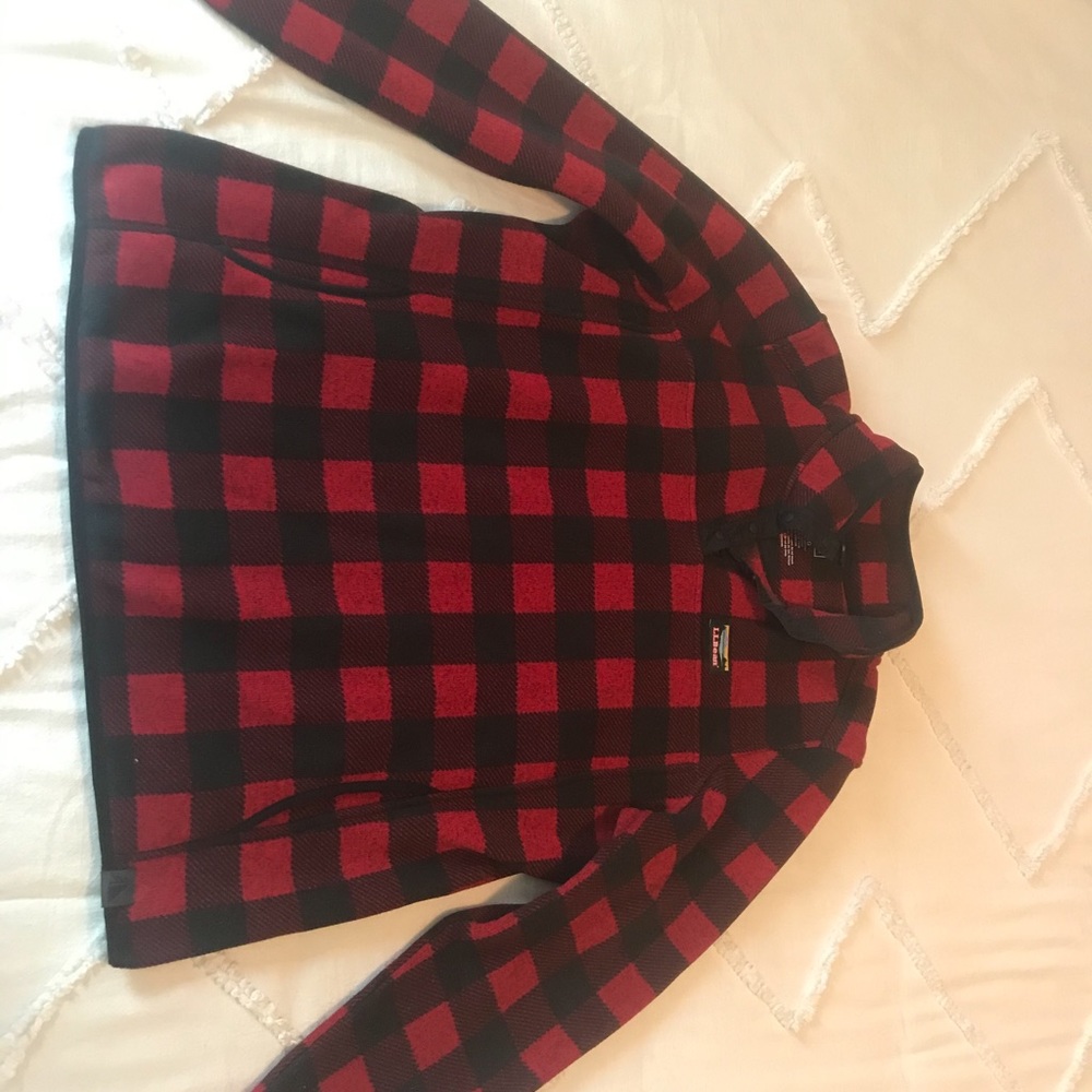 LL Bean Buffalo Check Fleece Pullover